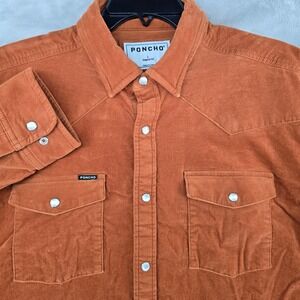 Poncho Men's Casual Button Down Shirt - Orange
